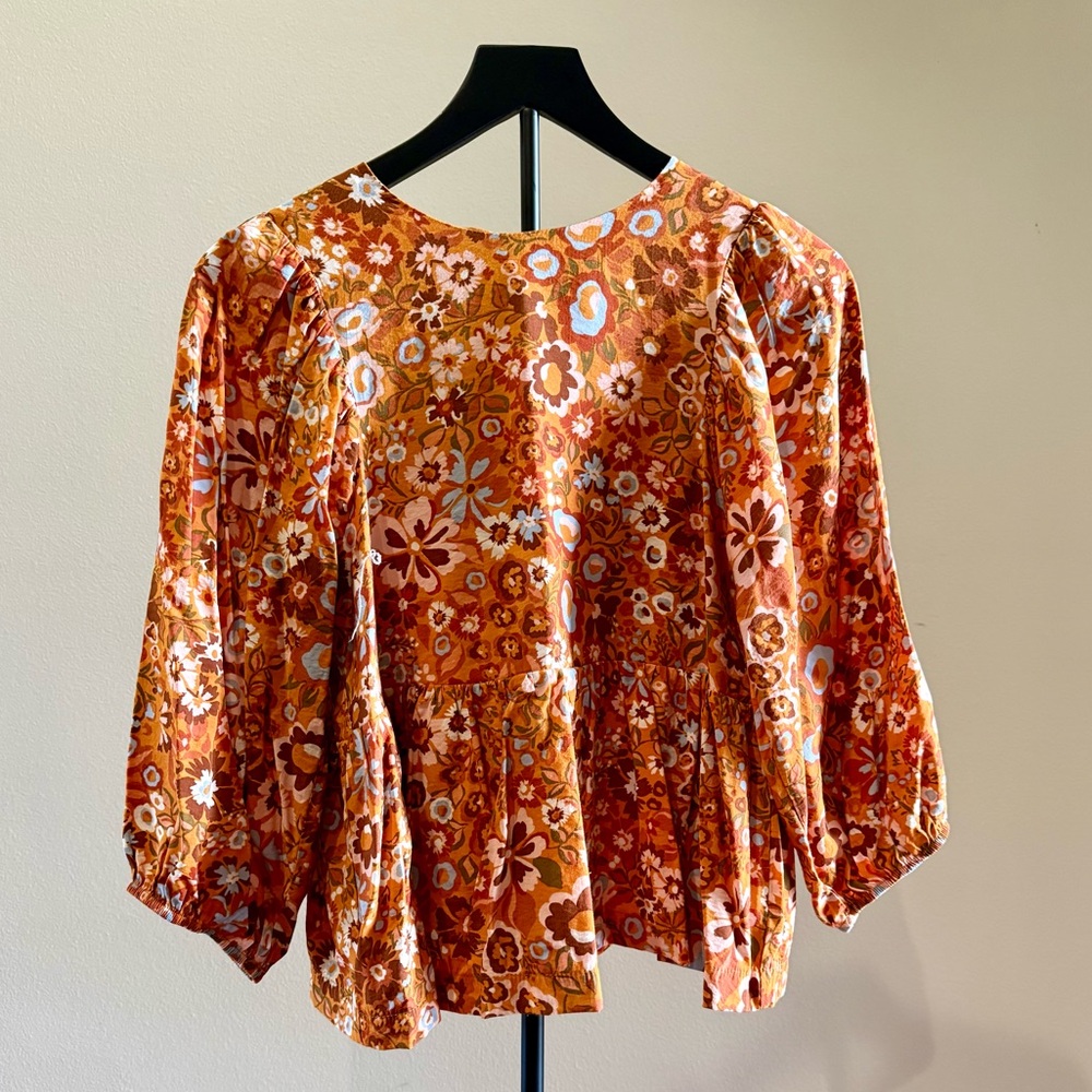 Orange Floral Blouse